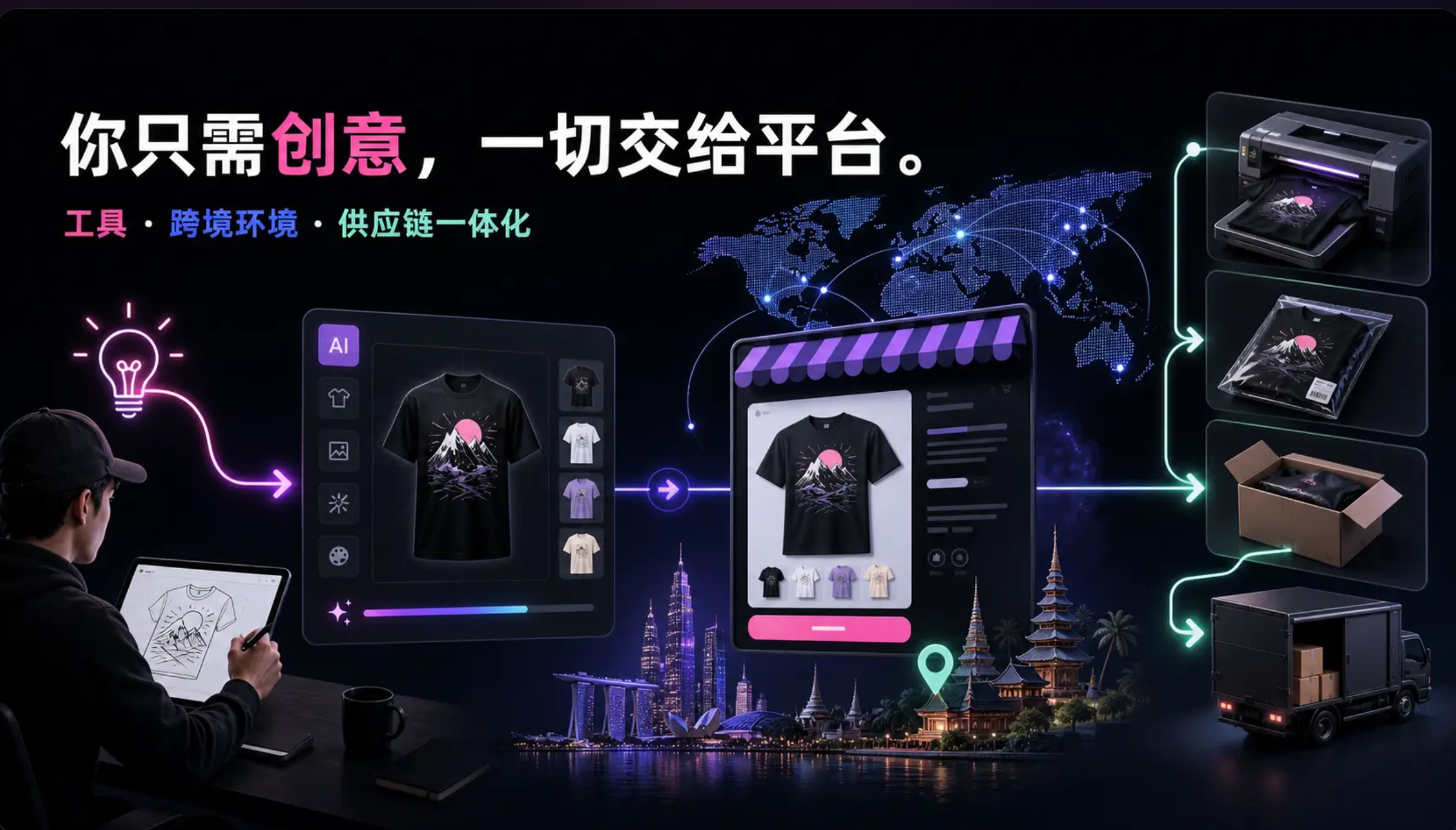 一人公司（OPC）如何做 TikTok Shop 跨境电商？POD AI 让一个人也能运营一家全球店铺